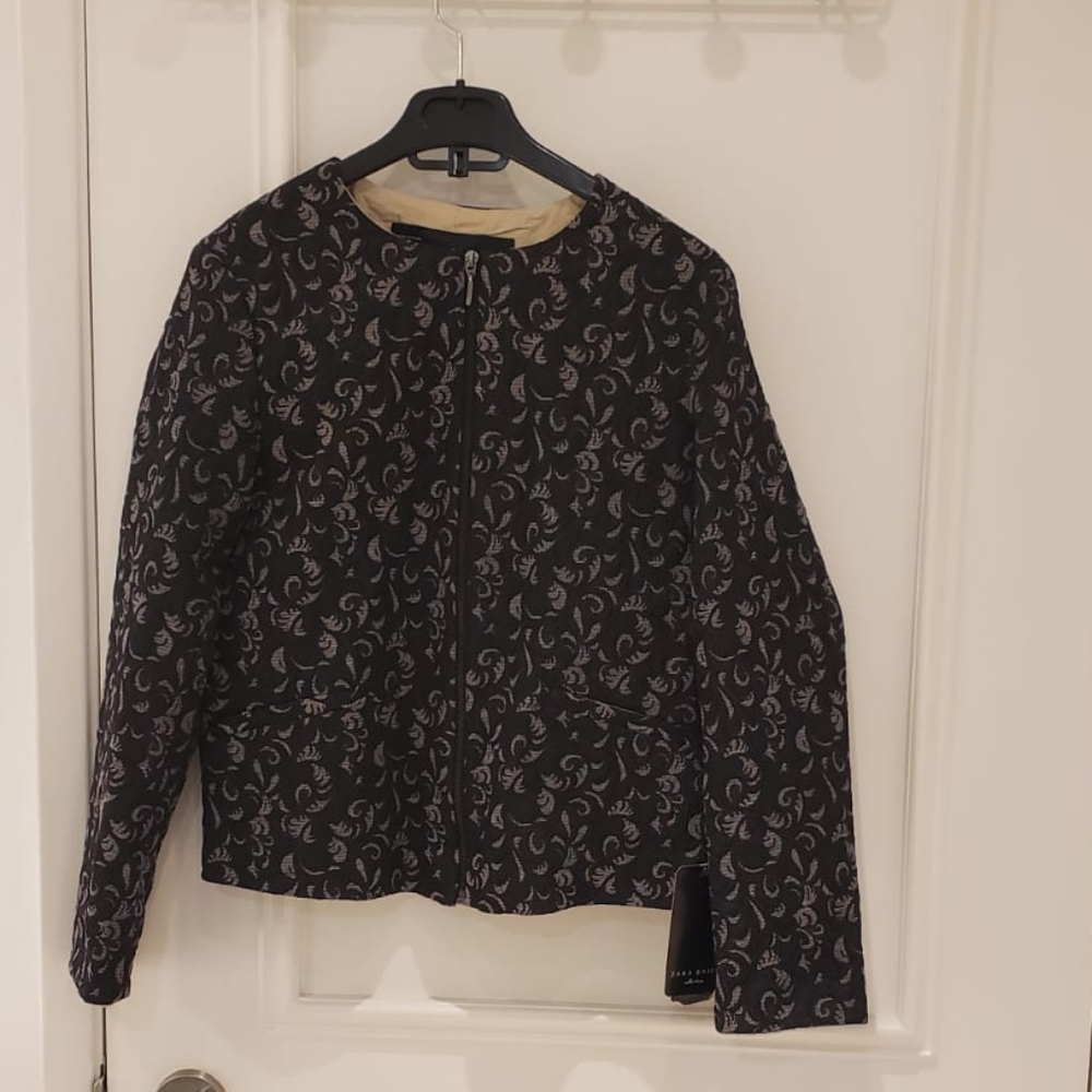 Zara black embroidery jacket size S new